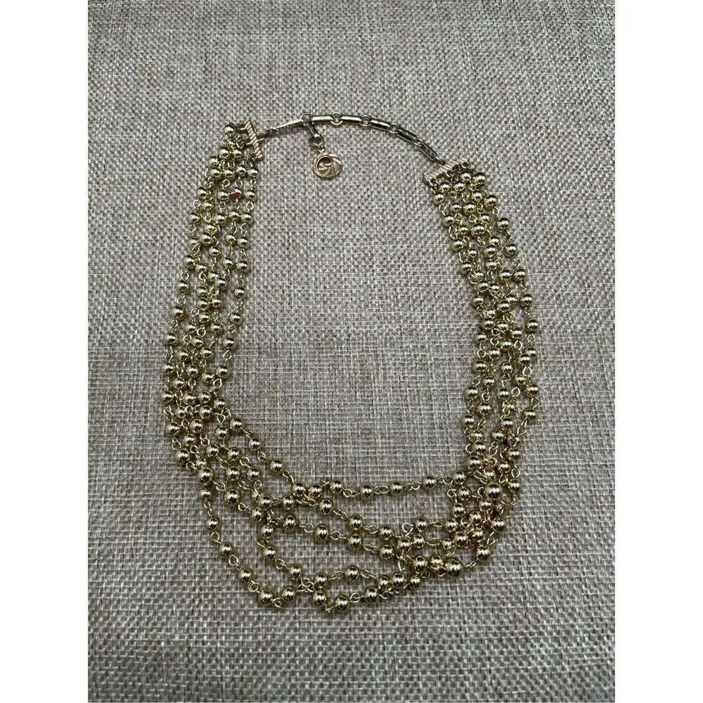Vintage Gold Lisner Necklace 5 Strand Bohemian Style, Gold Tone Retro Costume Je